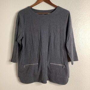 Croft & Barrow Charcoal Sweatshirt with Zipper Details